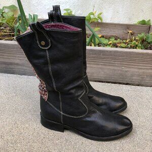 CYDNEY MANDEL x Vibram Leather Boots Women's 7 Black Cowboy Shoes​​​​​​